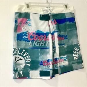 Coors Beer Swim Trunks Shorts Men's Vintage Delivery Guy Mesh Briefs Tie sz XL